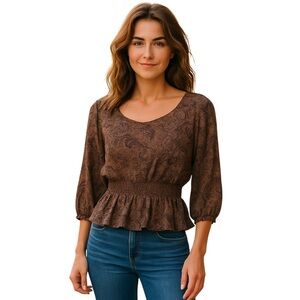 Forever 21 Brown Paisley Blouse